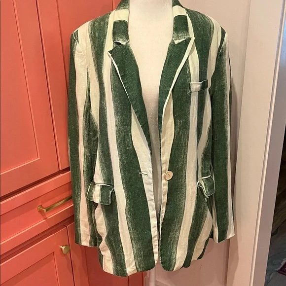 Simon Miller Lennox Jacket in Green Stripe - Picture 5 of 11